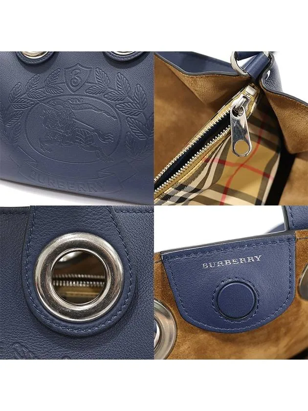 4079989 Navy Leather Silver Crest Grommet Tote 2WAY