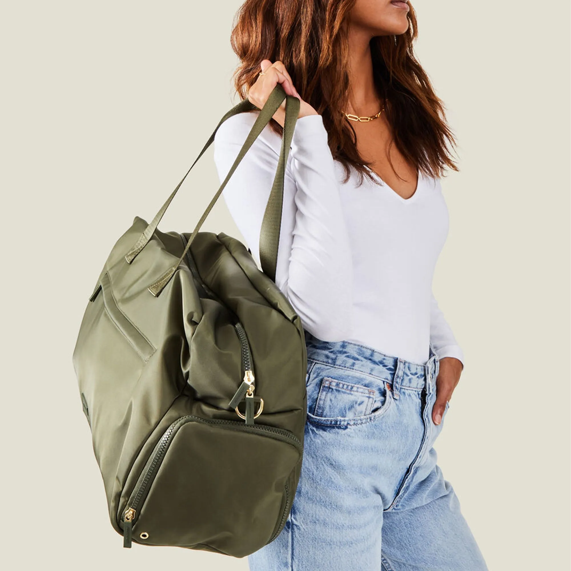 Accessorize London Women's Khaki Large Weekender Bag