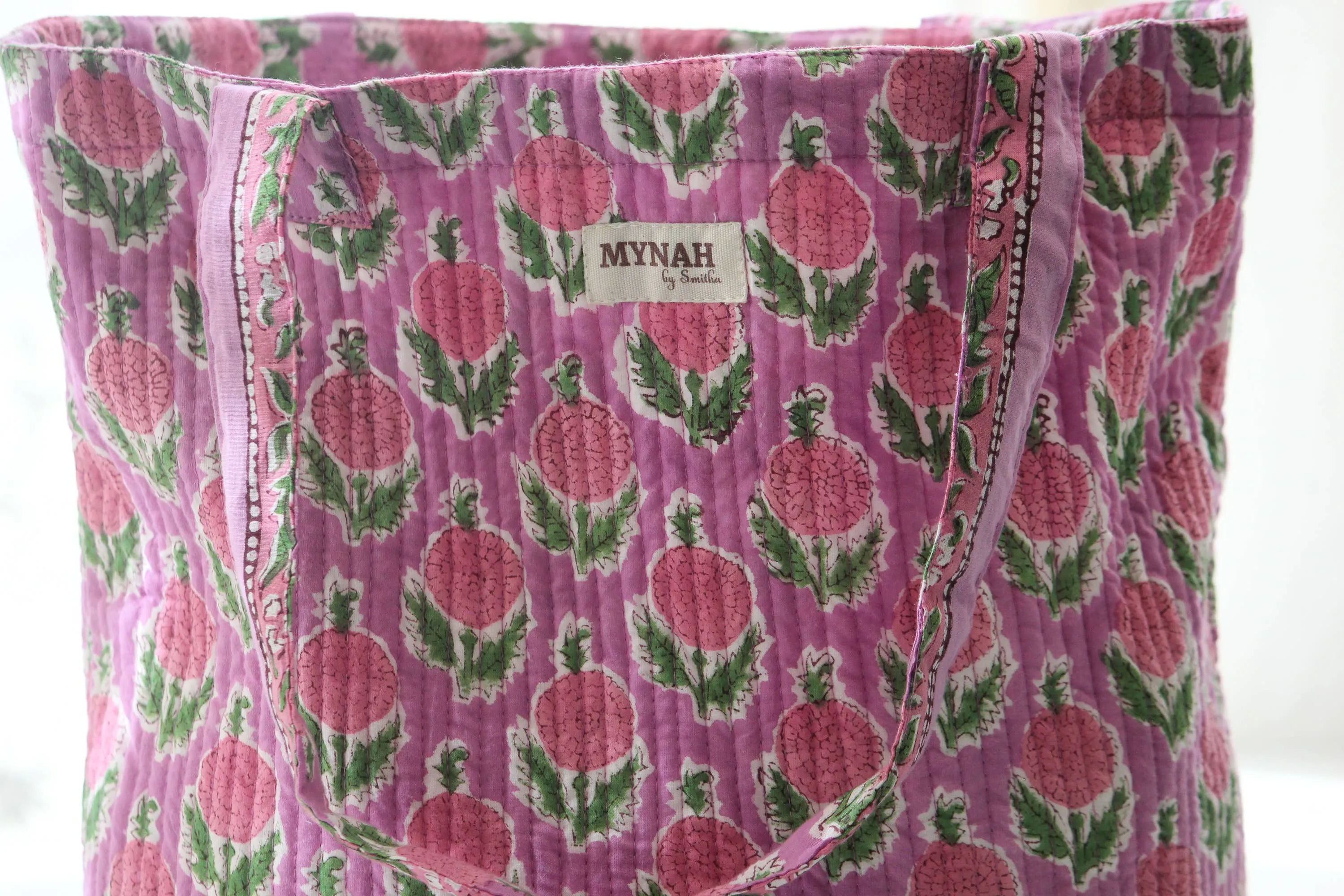 Berry Floral Print Reversible Tote Bag