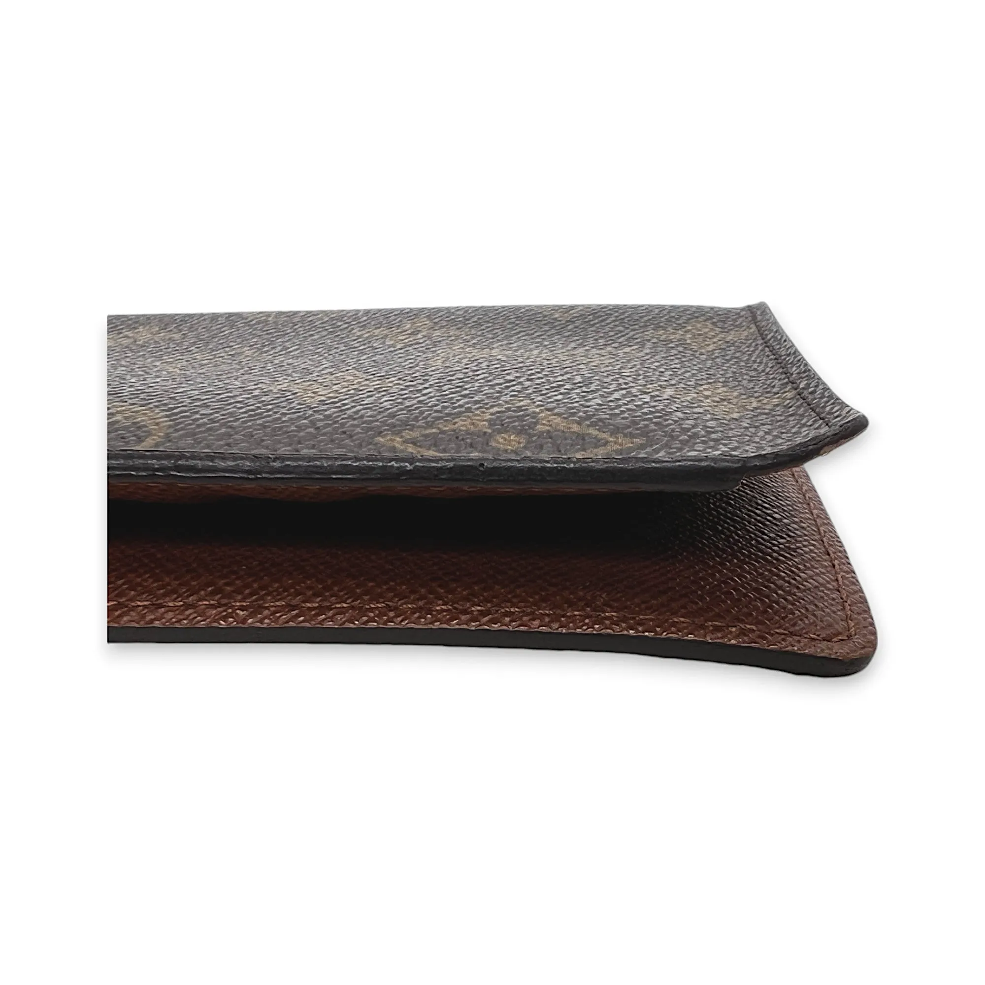 Bi Fold Brown Passport Holder in Monogram Coated Canvas