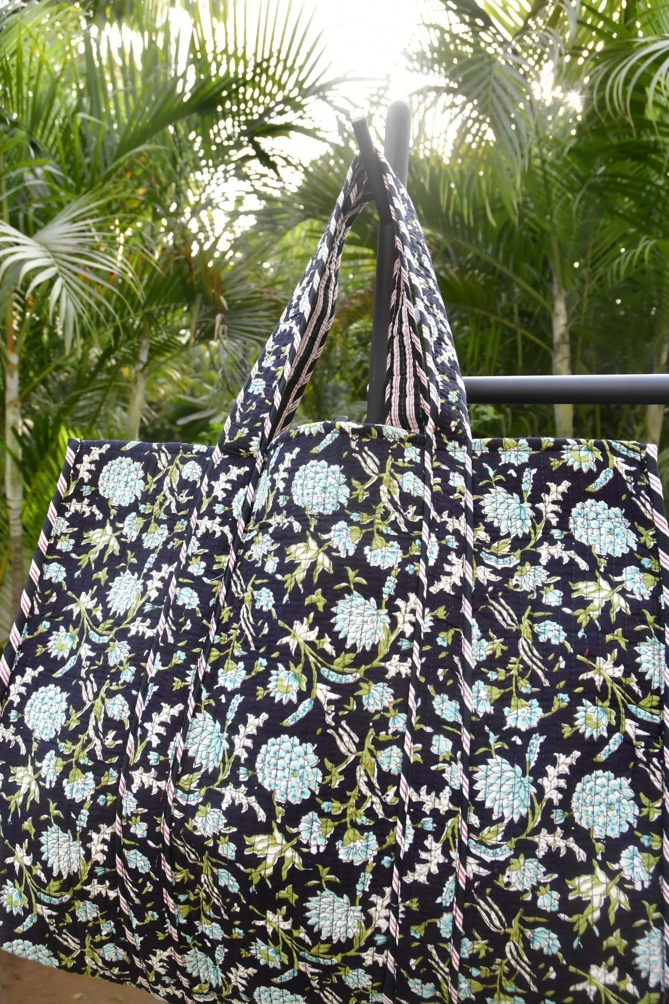 Black Floral Tote Bag