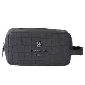 BNJ WASHBAG BLACK MATT CROCODILE CALFSKIN