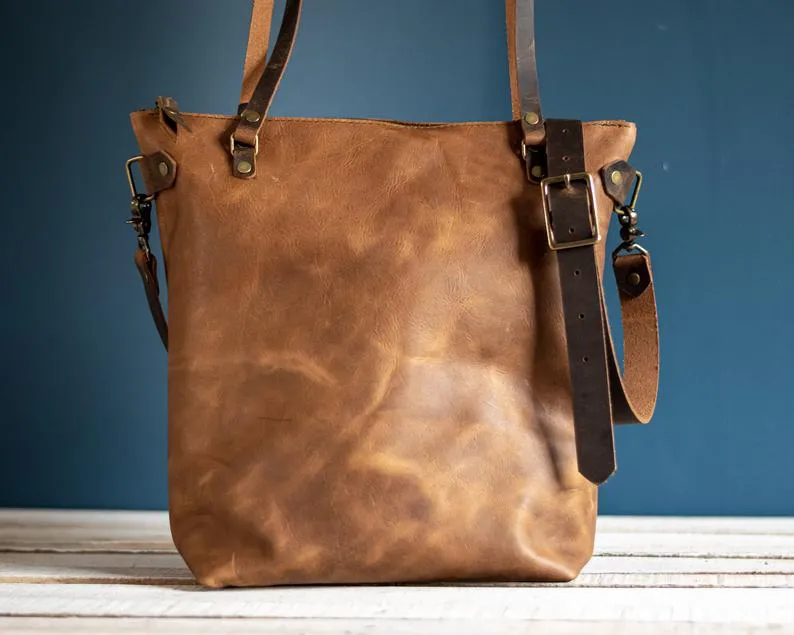 Classic Leather Tote Bag | Handmade Leather Purse