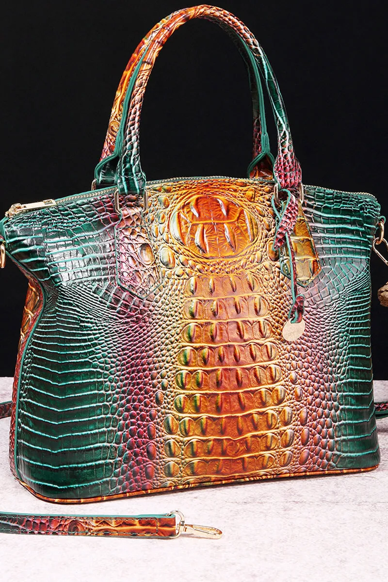 CLASSY CROCODILE PATTERN TOP HANDLE BAG