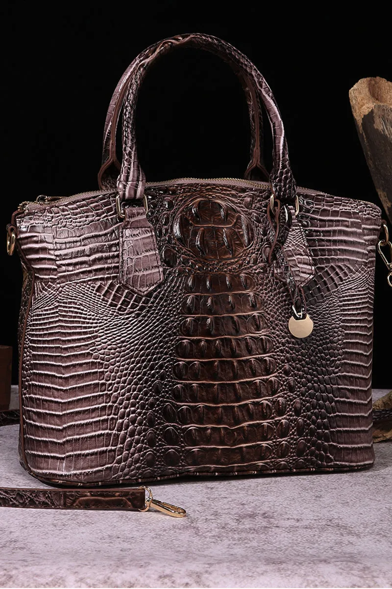 CLASSY CROCODILE PATTERN TOP HANDLE BAG