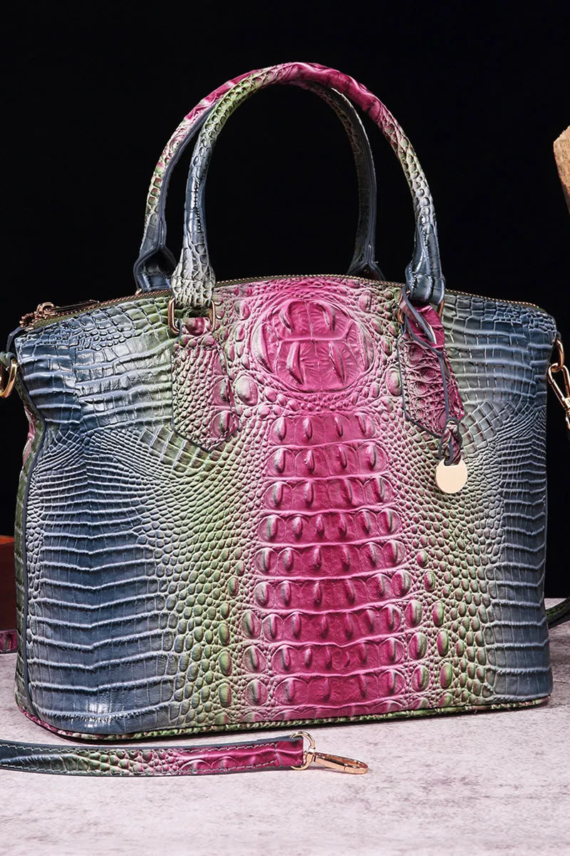 CLASSY CROCODILE PATTERN TOP HANDLE BAG