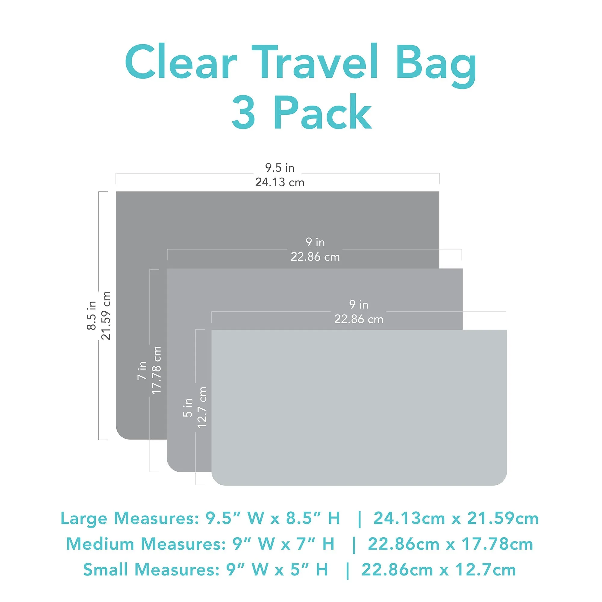 Clear Travel Bag 3 Pack: Charcoal Check