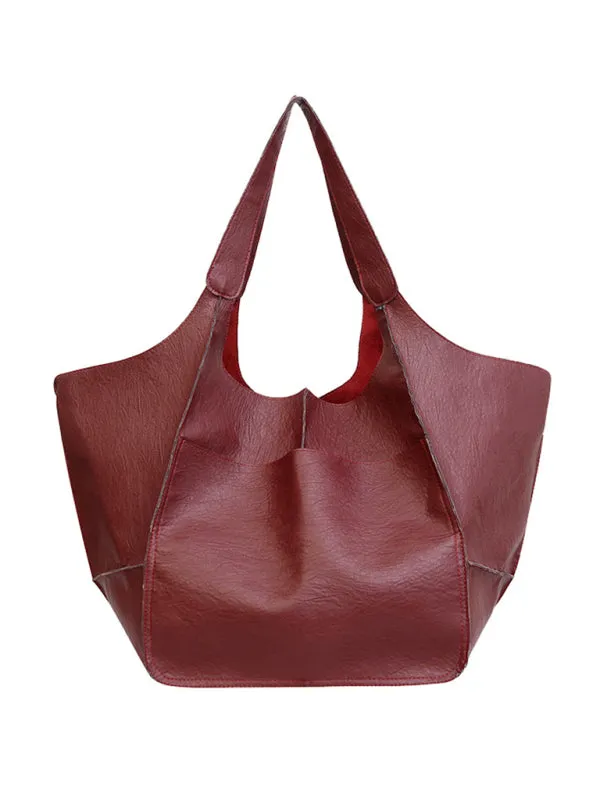 Faux Leather Tote Shoulder Large Handbag