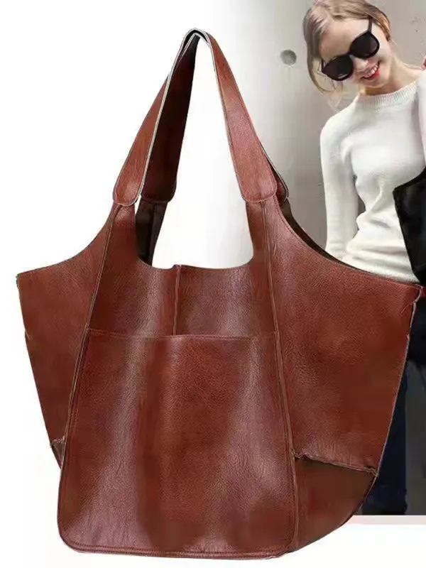 Faux Leather Tote Shoulder Large Handbag