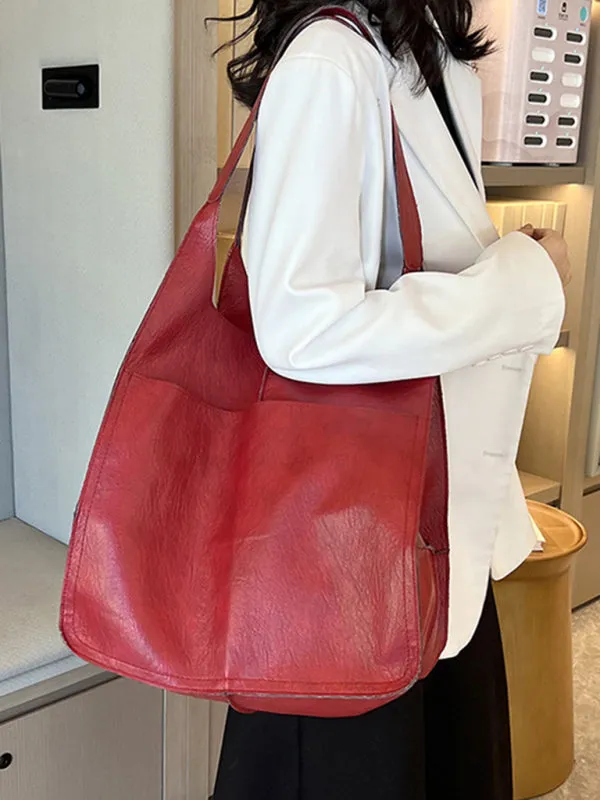 Faux Leather Tote Shoulder Large Handbag