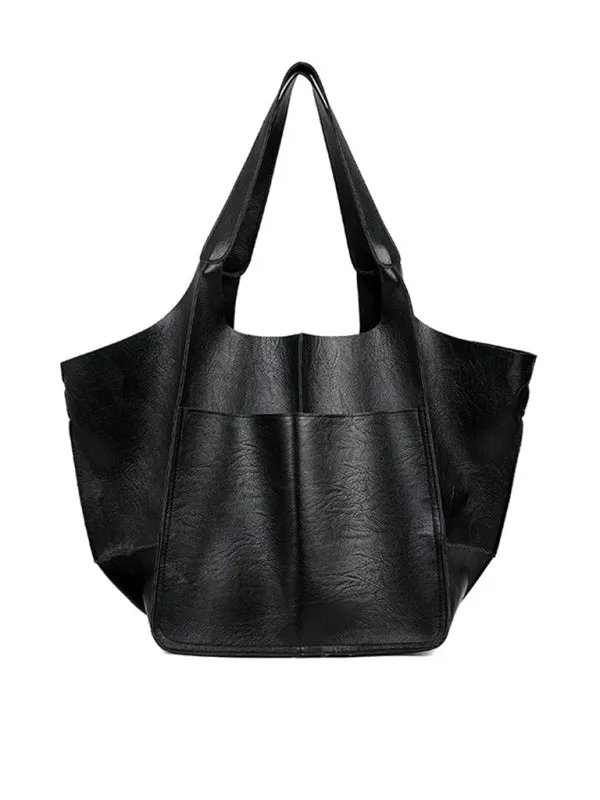 Faux Leather Tote Shoulder Large Handbag