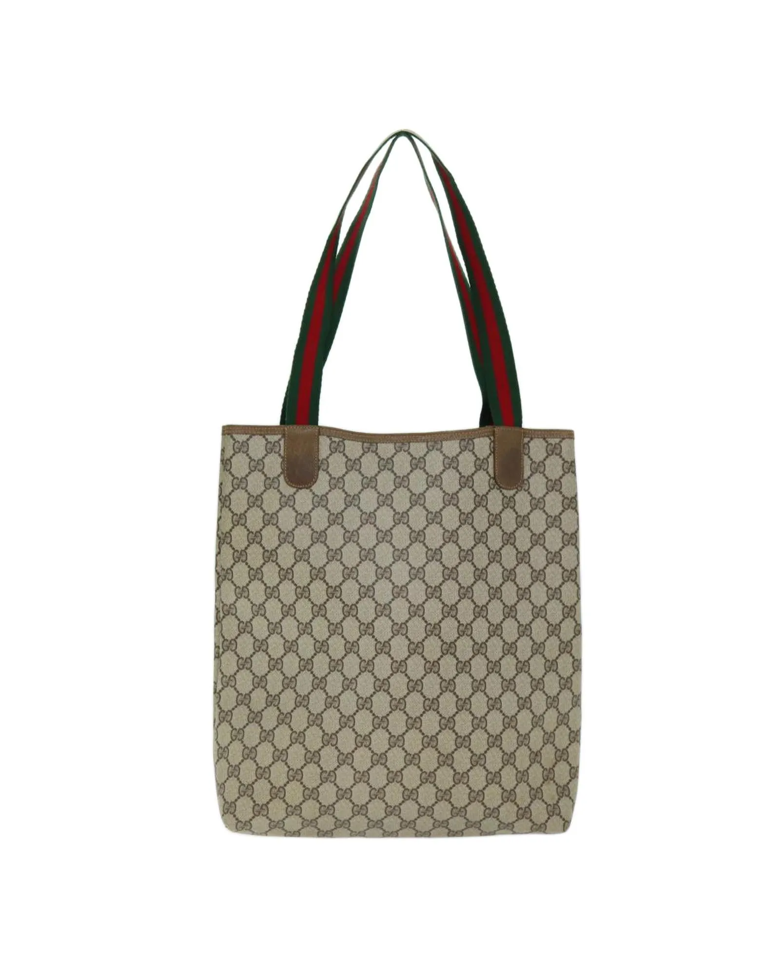 GG Supreme Web Sherry Line Tote Bag in Beige and Red PVC and GG Canvas