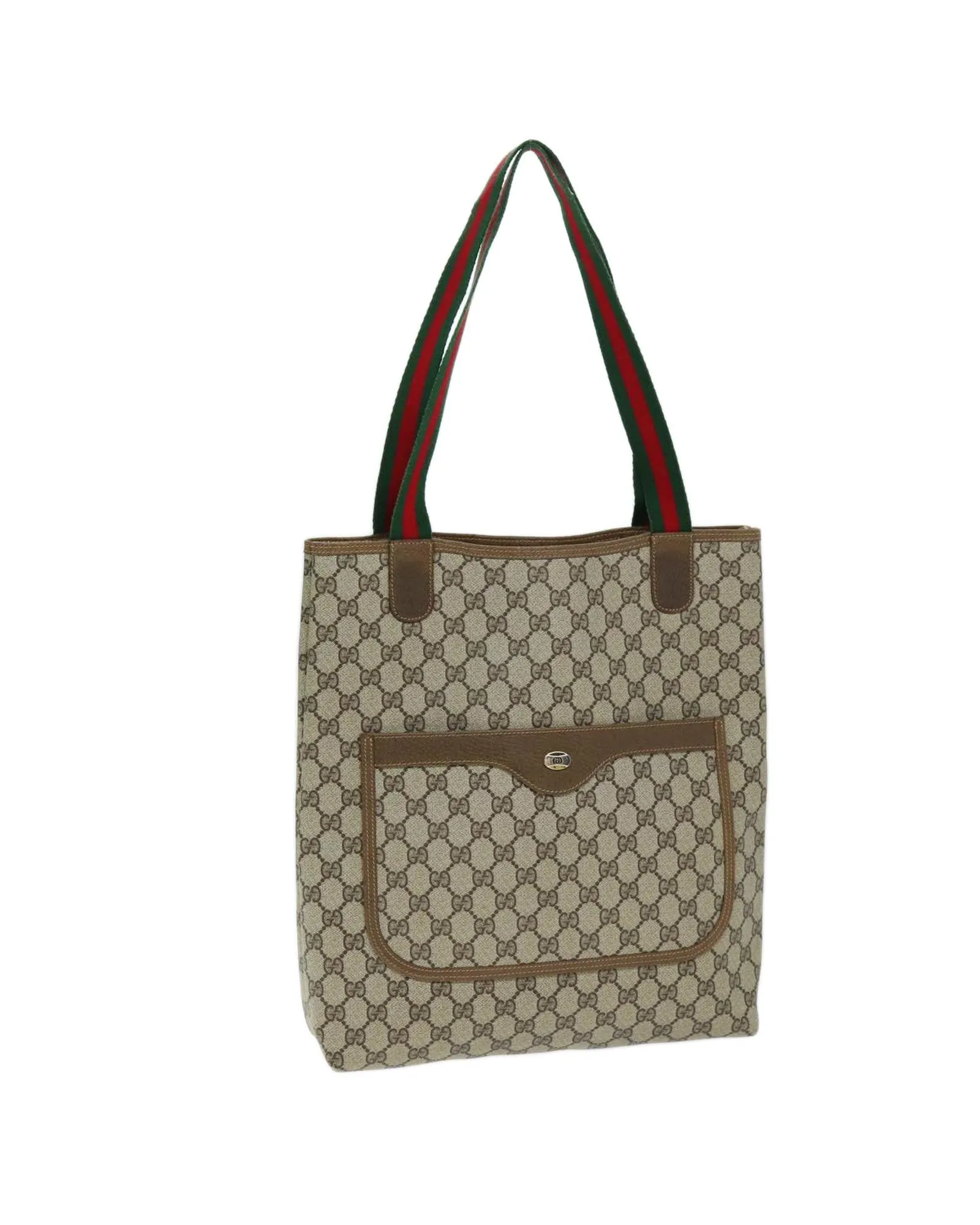 GG Supreme Web Sherry Line Tote Bag in Beige and Red PVC and GG Canvas