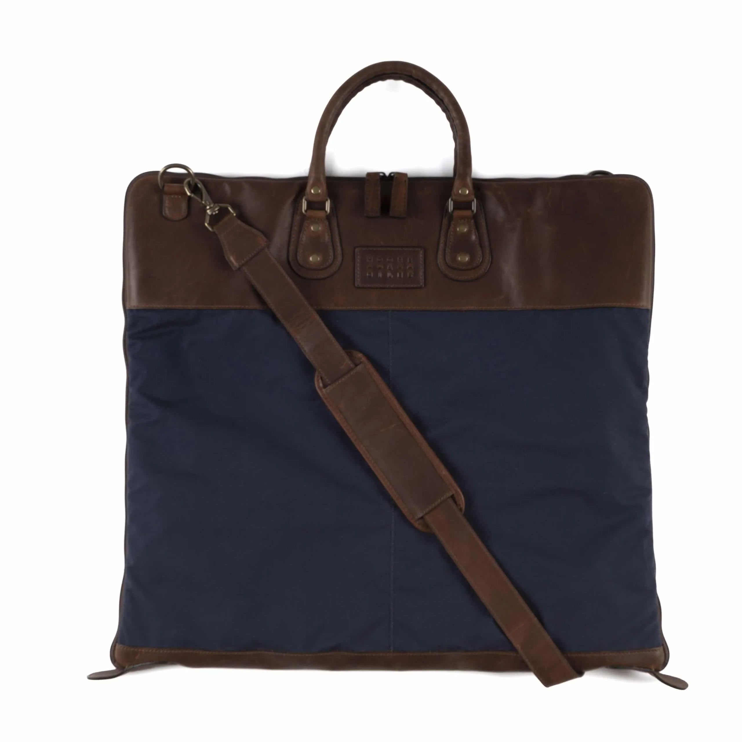 Gravely Garment Bag- Navy & Baldwin Oak