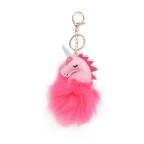 Hamster London Unicorn Fur Pom Pom Keychain/ Keyring for Woman & Girl's