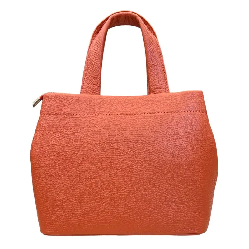 Italian Leather Mini Tote Bag in Burnt Orange