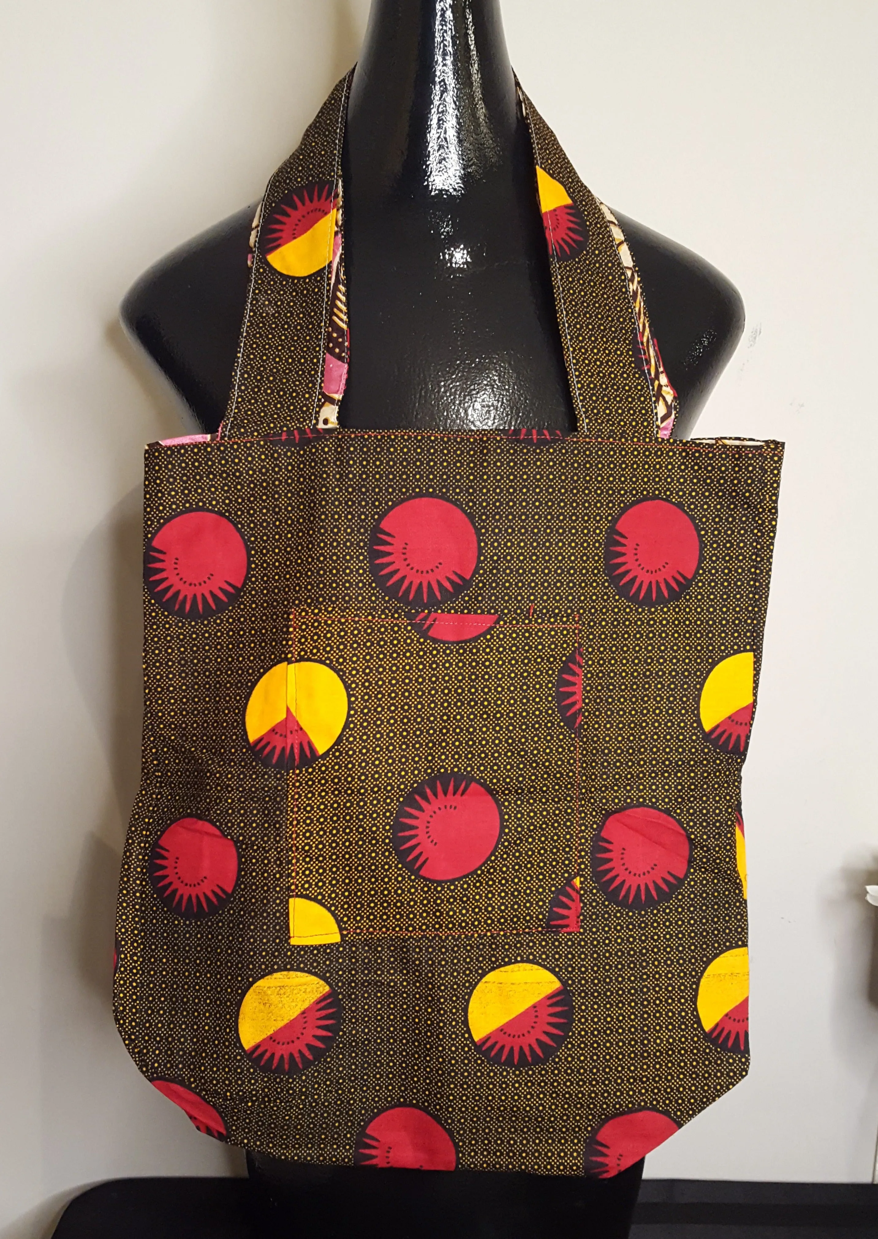 Large Reversible African Print Tote Bags