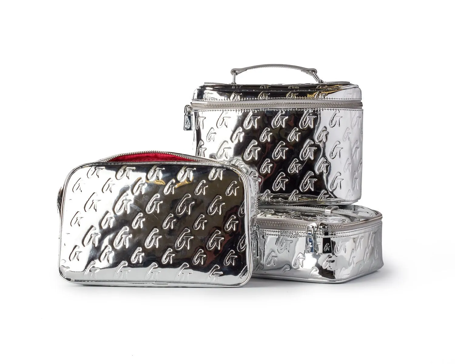 MEDIUM METALLIC MONOGRAM TOILETRY BAG - METALLIC SILVER