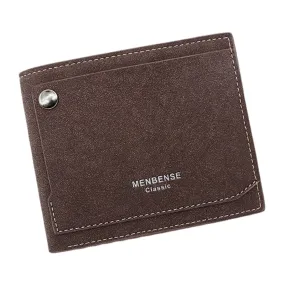 Men PU Matte Leather 9 Card Slot Card Holder Fashion Short Bifold Outer Button Coin Purse Money Clip Wallet