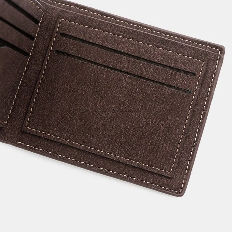 Men PU Matte Leather 9 Card Slot Card Holder Fashion Short Bifold Outer Button Coin Purse Money Clip Wallet