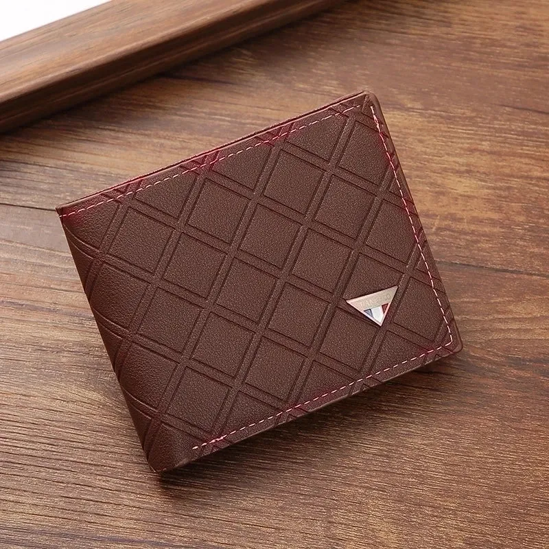 Men's Lingge Pu Leather Open Wallets