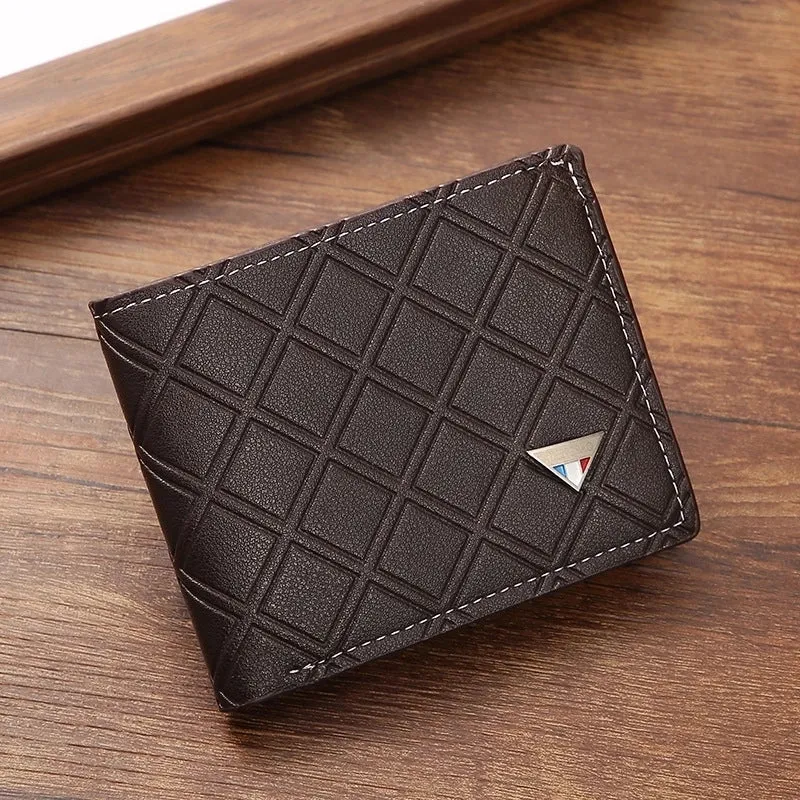 Men's Lingge Pu Leather Open Wallets