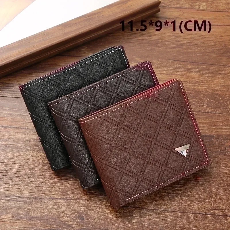 Men's Lingge Pu Leather Open Wallets