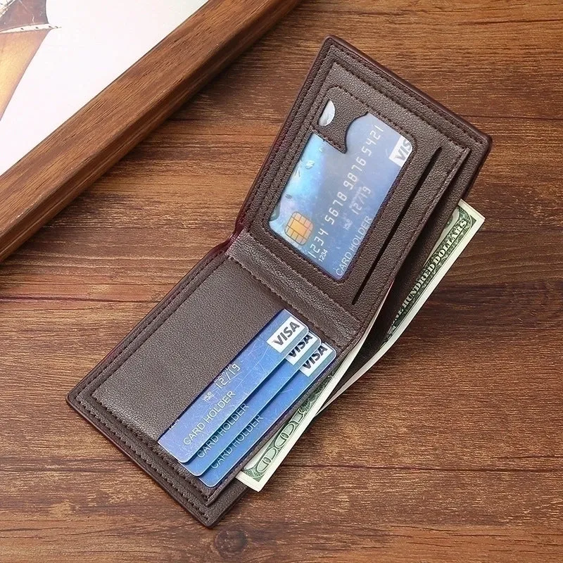 Men's Lingge Pu Leather Open Wallets