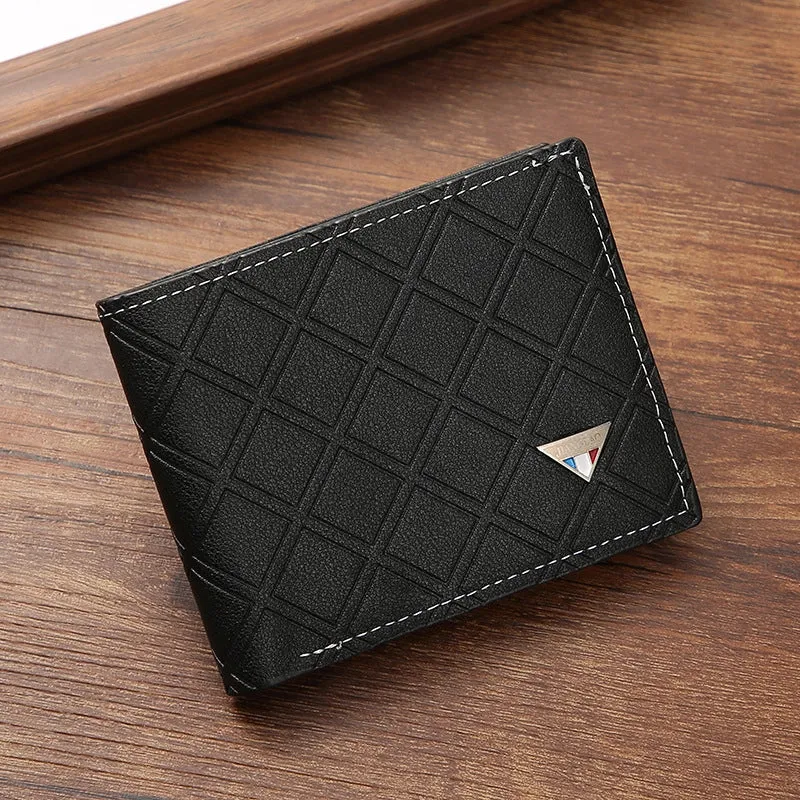 Men's Lingge Pu Leather Open Wallets