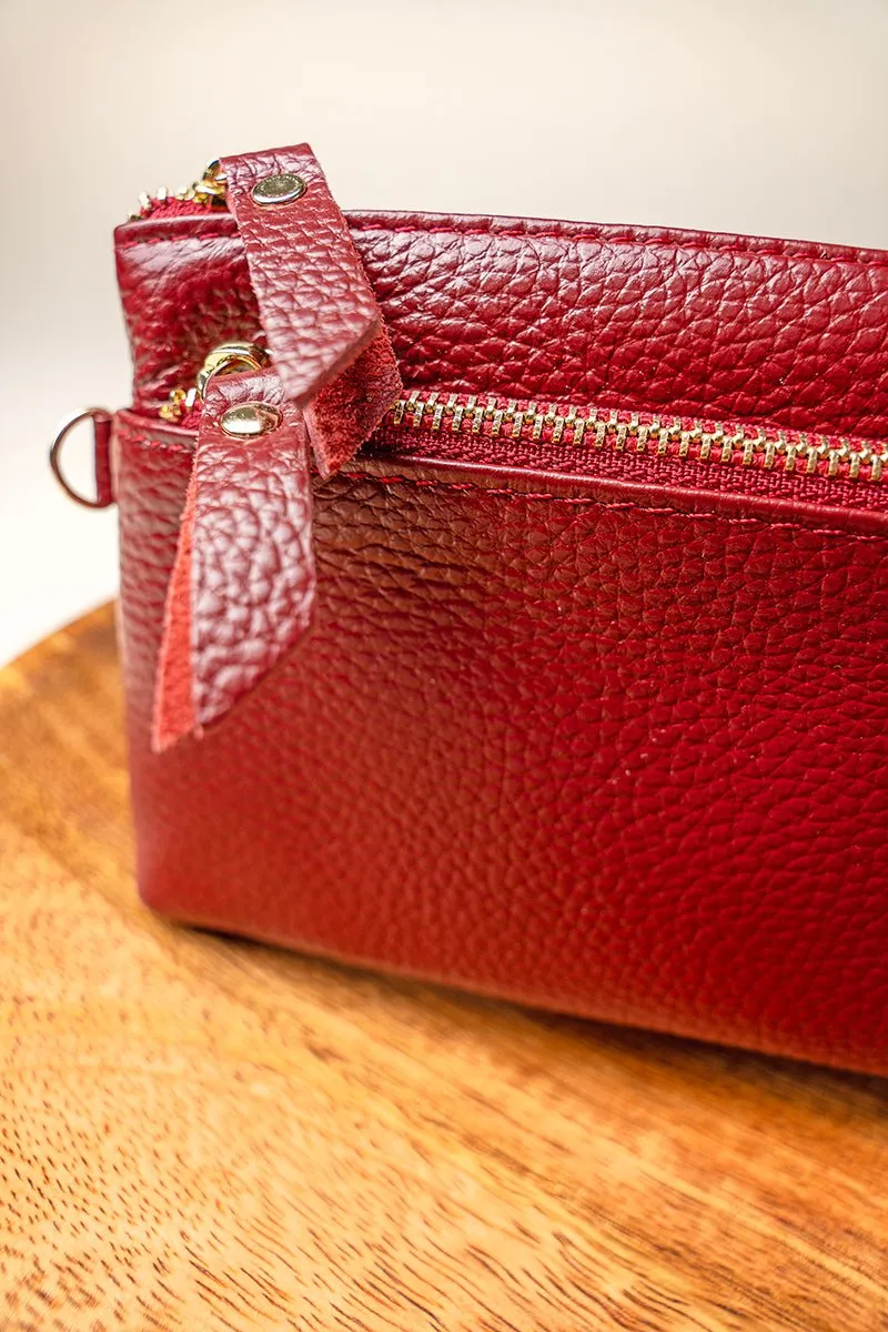 NGIL Red Genuine Leather Renae Wristlet