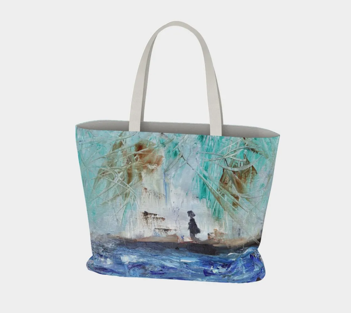 Oversized Cotton Tote Bag By the Beach