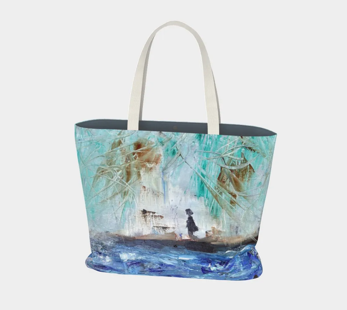 Oversized Cotton Tote Bag By the Beach