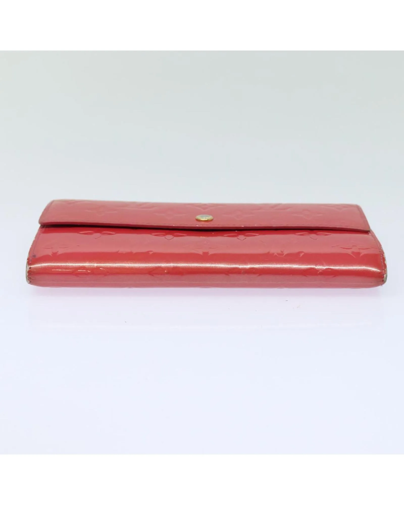 Patent Leather Long Wallet with Button Clasp