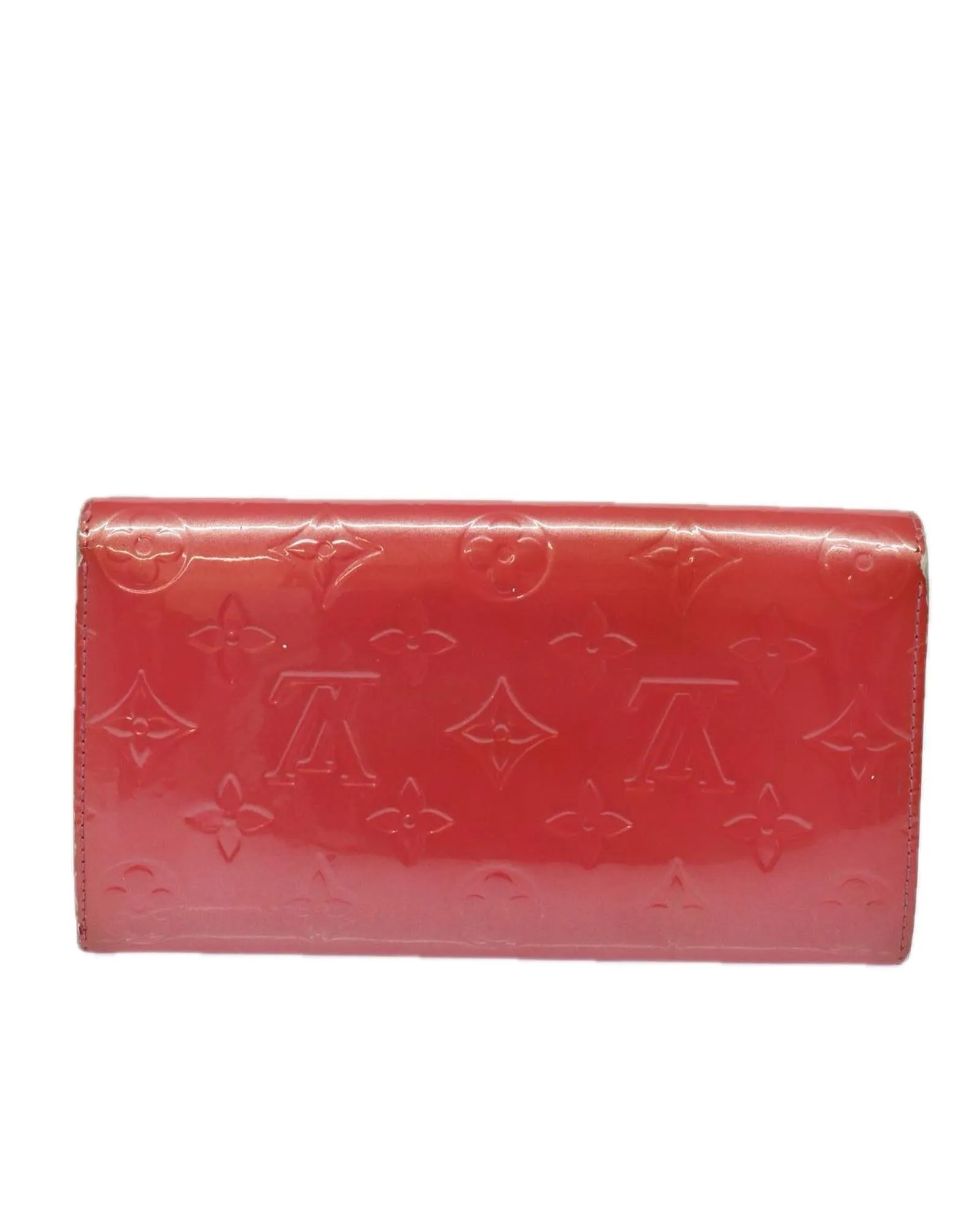 Patent Leather Long Wallet with Button Clasp