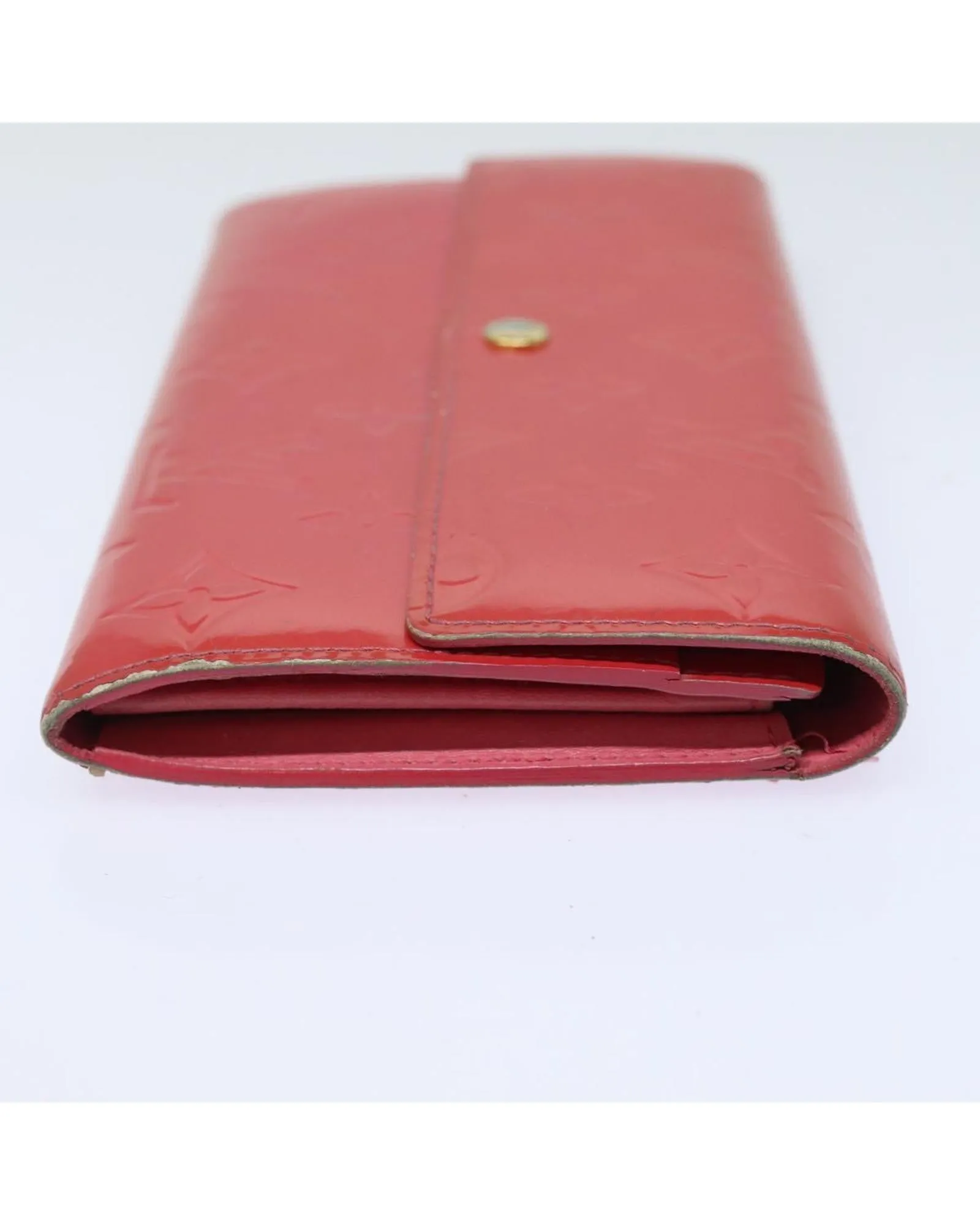 Patent Leather Long Wallet with Button Clasp