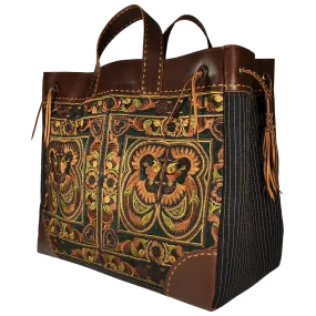 Pranee Leather Artisan Bag, Phoenix Amber, Desert