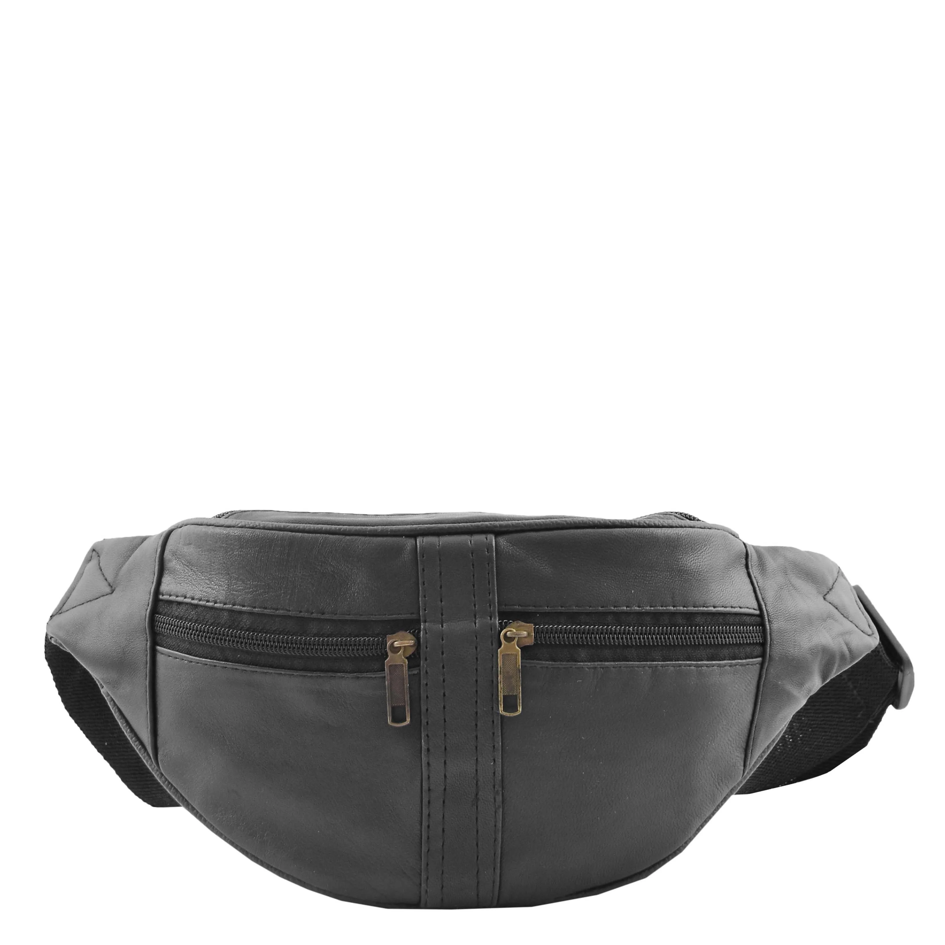 Real Leather Bum Bag Belt Pack H102 Black