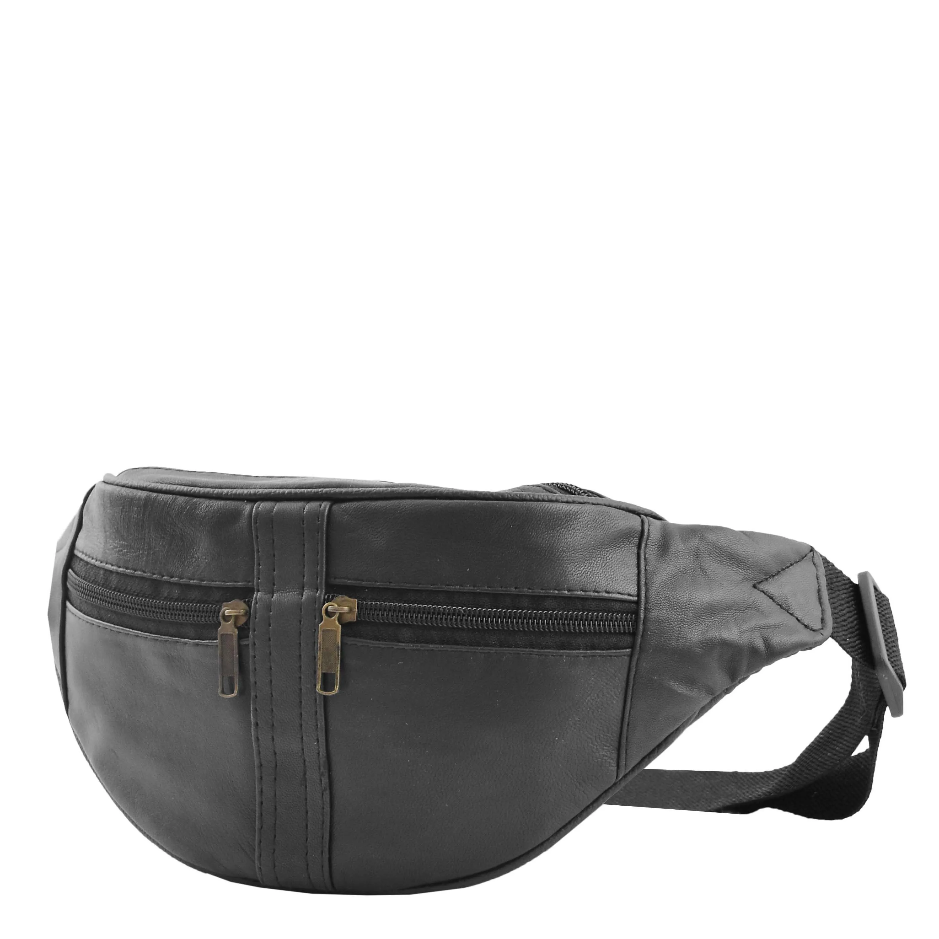 Real Leather Bum Bag Belt Pack H102 Black