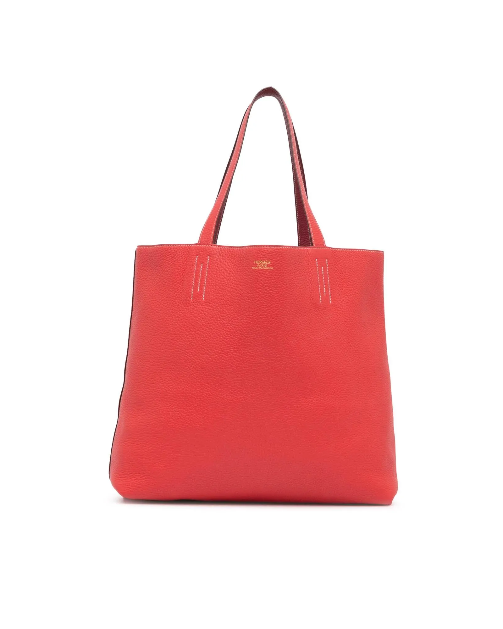 Reversible Clemence Leather Tote with Flat Shoulder Straps