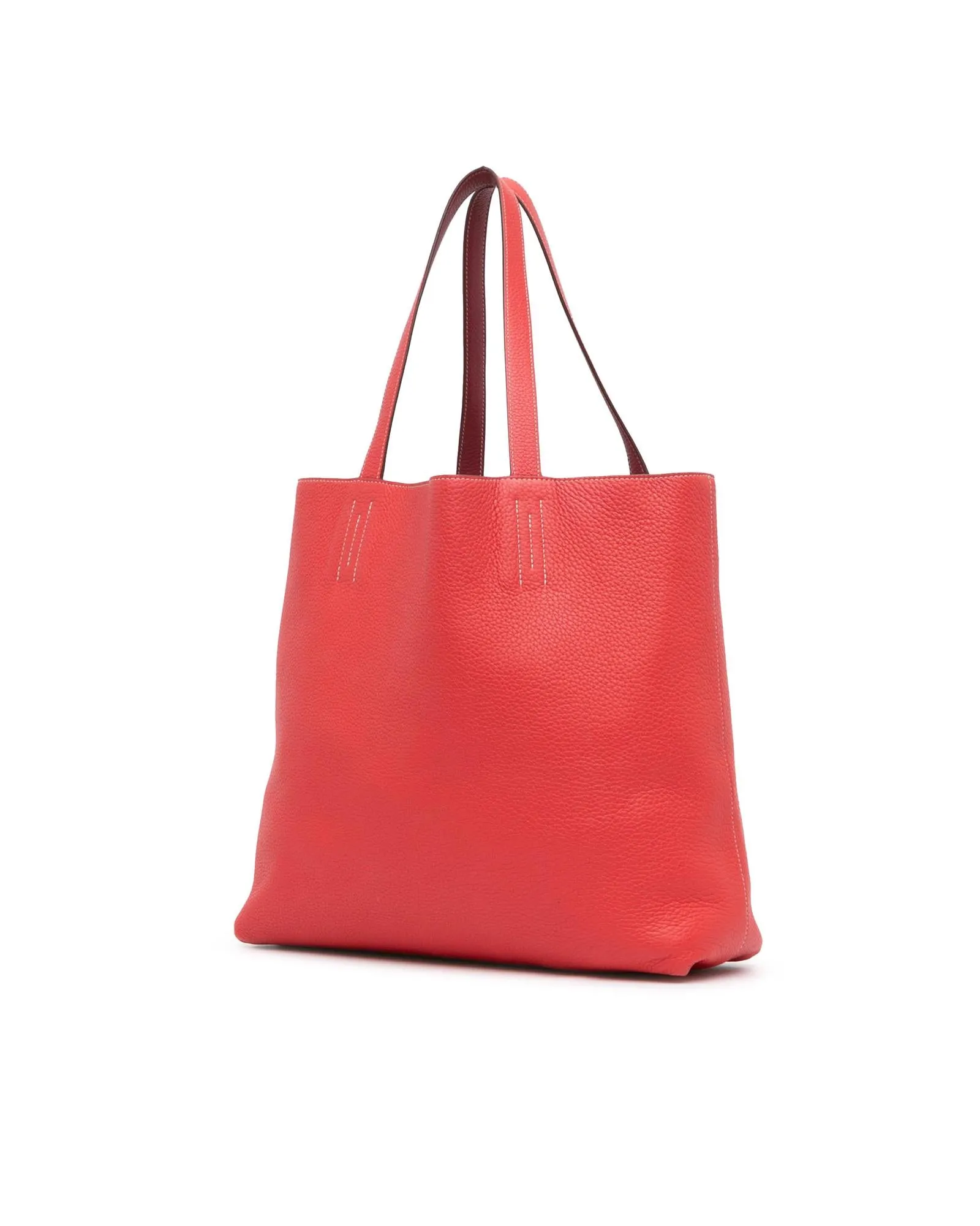 Reversible Clemence Leather Tote with Flat Shoulder Straps