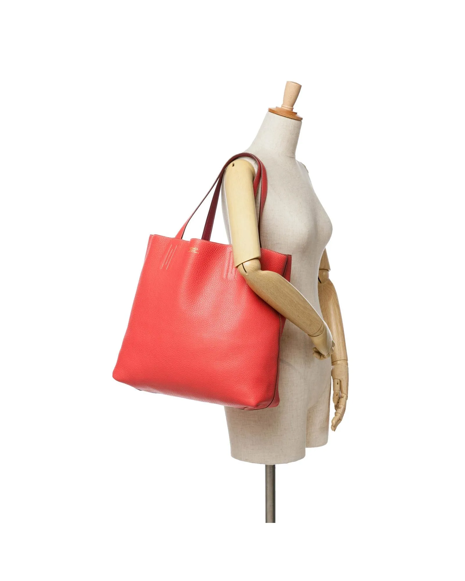 Reversible Clemence Leather Tote with Flat Shoulder Straps