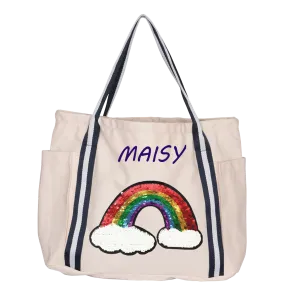 Reversible Sequin Rainbow Luxe Tote Bag