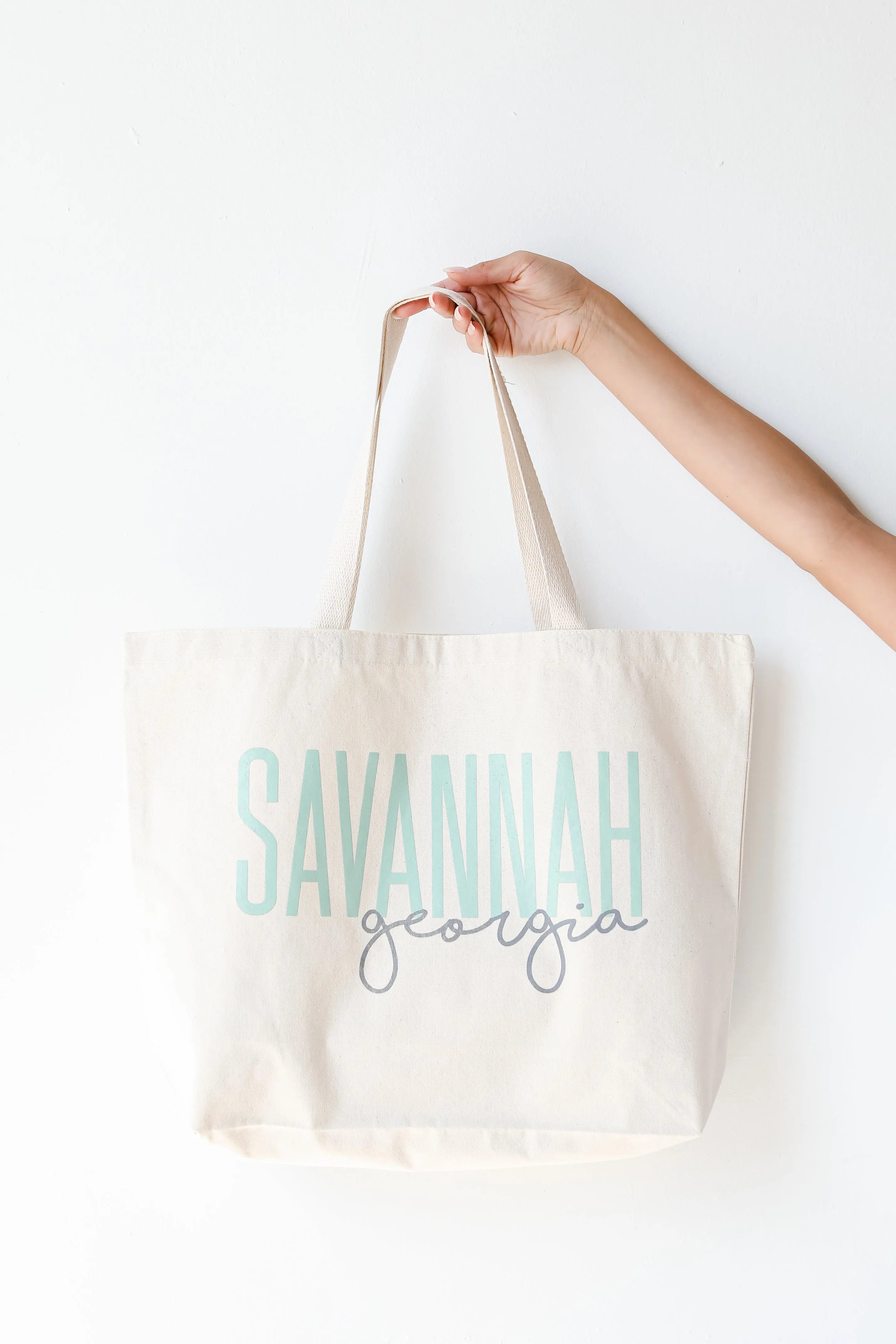 Savannah Georgia Script Large Tote Bag