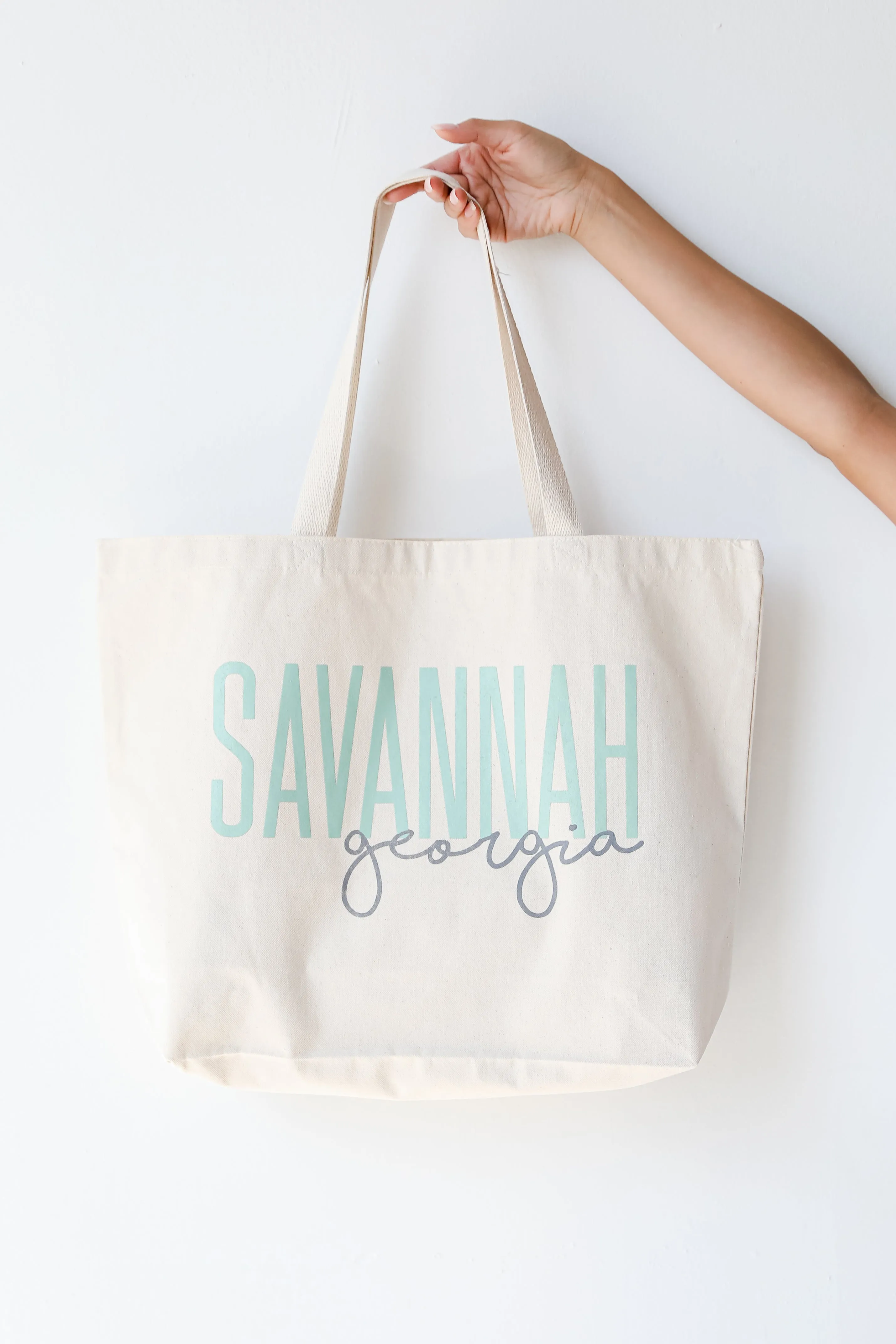 Savannah Georgia Script Large Tote Bag