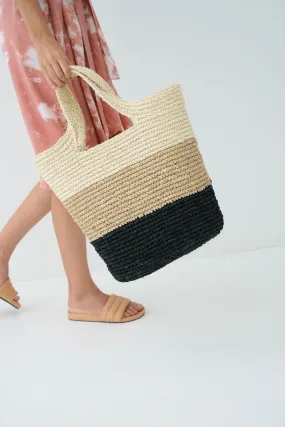 Sawyer Handmade Colorblock Raffia Beach Tote