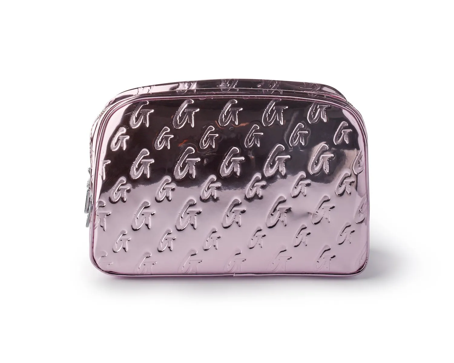 SMALL METALLIC MONOGRAM TOILETRY BAG - METALLIC PINK