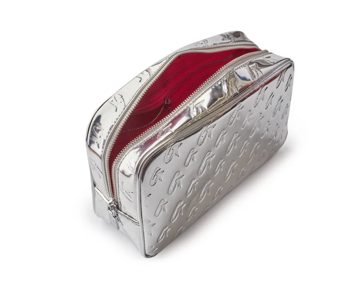 SMALL METALLIC MONOGRAM TOILETRY BAG - METALLIC SILVER