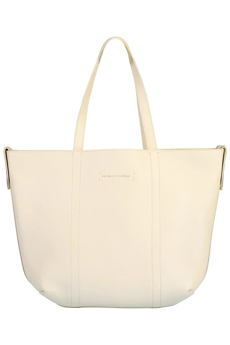 Small Suede Reversible Tote - Latte