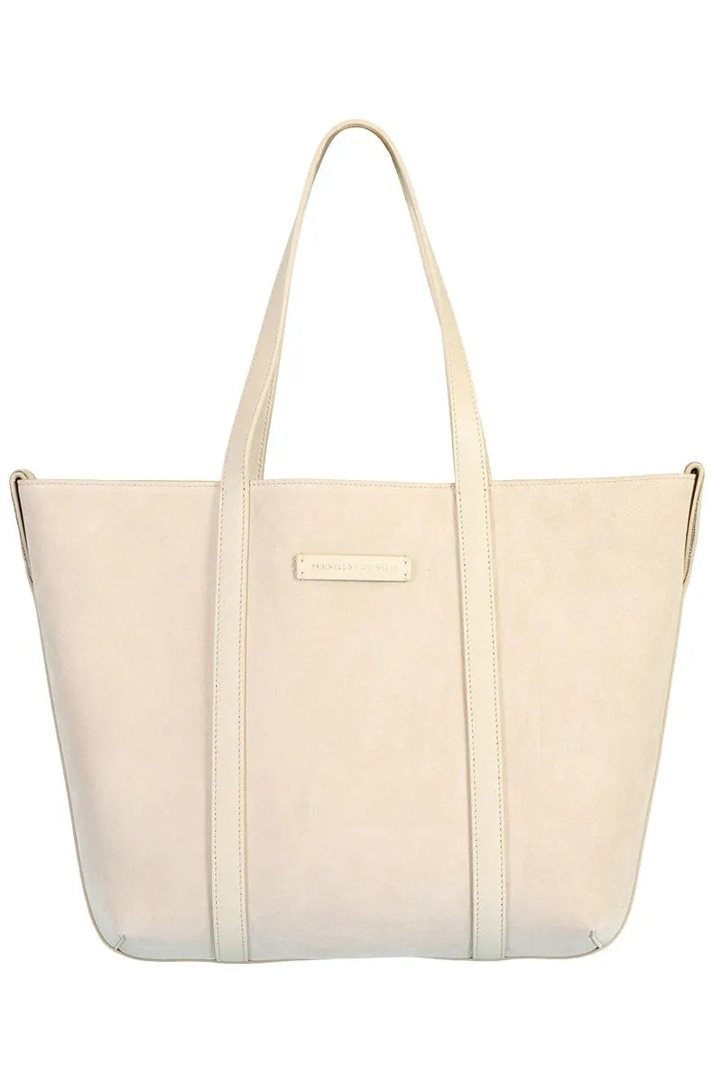 Small Suede Reversible Tote - Latte