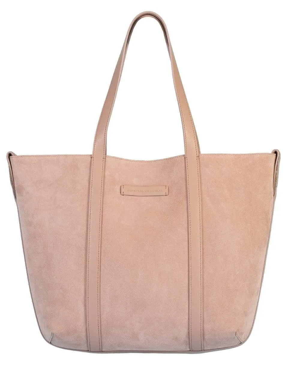 Small Suede Reversible Tote - Rose